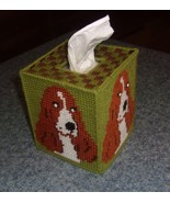 Handmade Needlepoint Red White Parti Cocker Spaniel Tissue Box Cover Dog... - £15.73 GBP