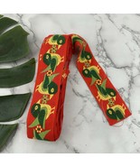 Vintage Embroidered Ribbon Red Green Birds Floral Print 5 Yards Trim - $337.11 MXN