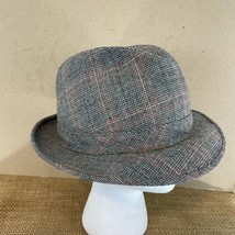 JC Penny Mens XL 7 1/2-7 5/8 Vtg 60s USA Made Yellow Feather Tweed Fedora Hat - £22.57 GBP