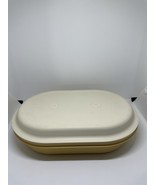 VTG TUPPERWARE 2 PC OVAL SERVER SET HARVEST GOLD/ALMOND - $11.71