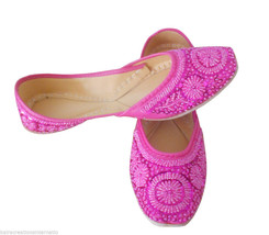 Women Shoes Indian Handmade Mojari Leather Pink Oxfords Jutties US 10  - £35.19 GBP