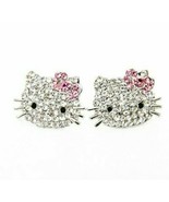 Silver Hello Kitty Earrings, Silver Plated Stud Earrings, Hello Kitty Je... - £12.75 GBP