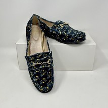 CAbi Womens Carnaby Navy Blue Floral Velvet Loafer Mules #6005 Size 7 NEW - $44.50