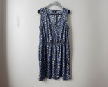 New Look Women&#39;s Zip Tank Dress Blue Plus 14 Sleeveless Floral Elastic W... - $16.71