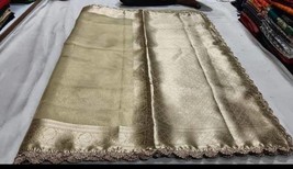 Tissue Silk Saree, Banarasi Zari Weaving Border, Wedding Saree, Gift for Her - £80.17 GBP