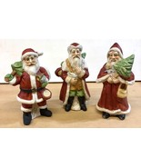 Whimsical Christmas Ceramic Santa Figurine Trio - $9.44