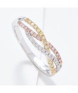 0.30CT Round Cut Moissanite Crisscross Wedding Band Ring 14K Gold Plated... - £178.27 GBP