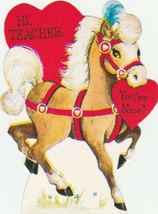 Vintage Valentine Card Horse With Heart Teacher Unused Hallmark 1960&#39;s - £6.22 GBP