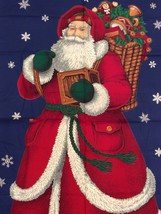 Christmas Santa Large Fabric Panel Cranston 35 x 56 2006 Father St Nick Toys - £6.52 GBP