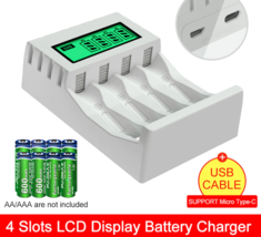 LCD Display Smart Intelligent Battery Charger 4 Slots - £15.46 GBP