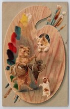 Anthropomorphic Dog Cat Kitten Puppy Dead Birds Paint Palette Postcard B42 - £10.42 GBP