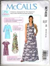 McCall&#39;s M7406  Learn to Sew Misses 6 to 14 Dress Sewing Pattern New - $14.81