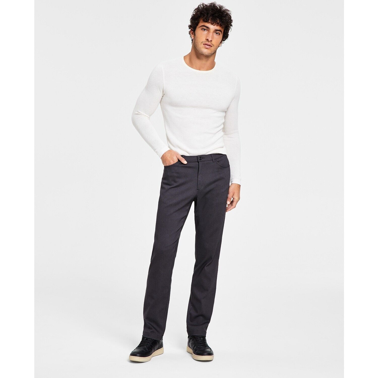 Tommy Hilfiger Men's TH Flex Modern Fit Four-Pocket Twill Pants Charcoal B4HP