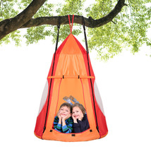 40&quot; Kids Hanging Chair Swing Tent Set Hammock Nest Pod Seat Orange - $100.99