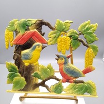 Vintage Tropical Birds Cutout of Heavy Embossed Cardboard from Germany, Colorful - £28.86 GBP