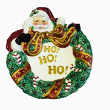 Fitz And Floyd Santa Clause Ho Ho Ho Wreath Holiday Canape Plate Hangs 9.5 in L - £17.77 GBP