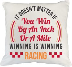 Make Your Mark Design Winning Racing White Pillow Cover for Race Car Driver &amp; En - £19.35 GBP+