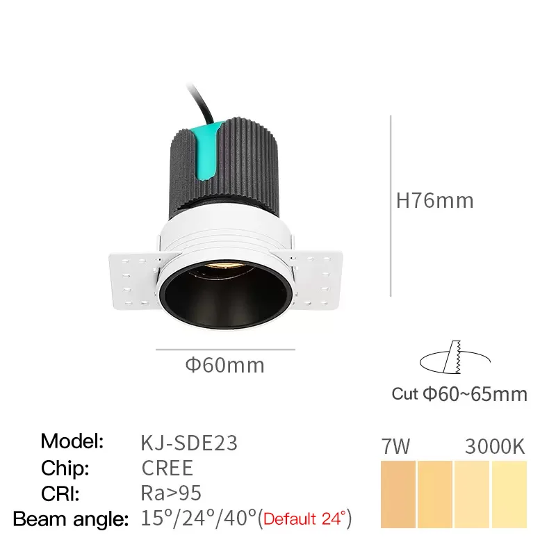COOJUN LED Borderless Spot Light 7W Ra93 110-240V COB Deep Anti-dazzle Emded Cei - £203.65 GBP