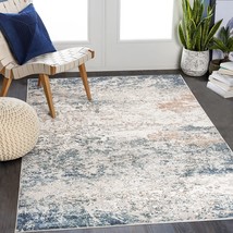 Foldable Machine Washable Area Rug (Tpr18-Navy, 5&#39;X7&#39;), Abstract Area Rug With - £75.87 GBP