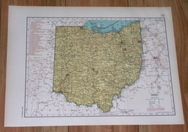 1943 Original Vintage Wwii Map Of Ohio / Verso North Dakota - £21.33 GBP