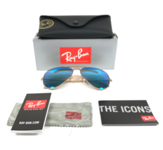 Ray-Ban Sunglasses RB3025 112/4L Aviator Large Metal Matte Arista w/ Blue Flash - £113.32 GBP