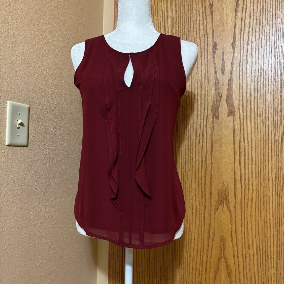 Ann Taylor Petite sleeveless burgundy PS top - $20.00