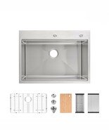 Modern Handmade 30x22&quot; Workstation Kitchen Sink - $387.04 CAD