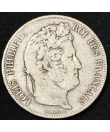 1837 W Silver France   5 Francs Louis Philippe Coin - £29.58 GBP