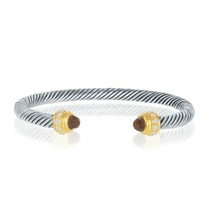 Sterling Silver Gold Plated 8mm Double Smoky Topaz and Clear CZ Ends Rop... - £122.42 GBP