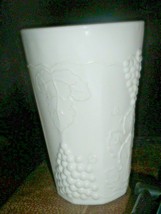 Vintage Colony Harvest Milk Glass Cooler White Tumbler Grapes Leaves 4 9/16 inch - £11.61 GBP