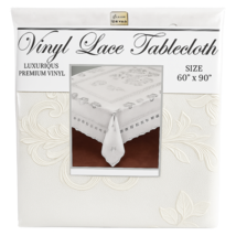 Vinyl Crochet Lace Tablecloth 60x90 Ivory Durable Wipeable Decorative Cover - $16.82