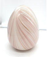 Egg Shaped Art Glass Figurine  Pink with gold Swirl 5.5&quot; tall Hollow inside - $14.95