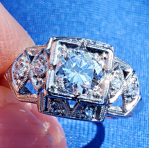 Earth mined Diamond Deco Engagement Statement Ring Estate Platinum Solitaire 6.5 - $7,025.25