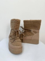 Ccocci Women&#39;s Borg Fleece Furry Lace Up Snow Boots Beige - $38.00