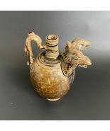 Ancient Chinese Tang Dynasty Brown Glazed Ceramic Ewer w/ Bird Head Doub... - £387.65 GBP
