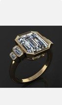 3.5ct Imitación Anillo de Compromiso Diamante Oro Amarillo Chapado 5 Stone Bisel - £119.87 GBP
