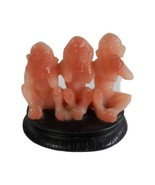 Vintage See No Evil Hear No Evil Faux Coral Carved Monkey Figurine Made ... - $27.34 CAD