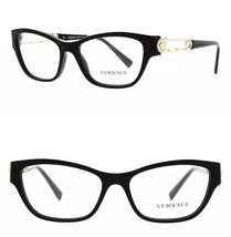 Versace Safety Pin Medusa Black Gold VE3288 Eyeglasses 3288 Optical Frame 54mm - £154.79 GBP