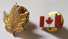 Canada Flag and Canada Maple Leaf Set of Pins, - £4.75 GBP