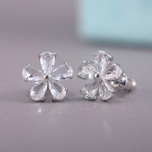 Small Fresh Temperament Style Inlaid Zircon Flower Ladies Earring Ear - $9.99