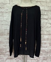 Cl Carole Little Blouse *Xl *See Measurements Black Beads Long Sleeve Tunic - £22.80 GBP