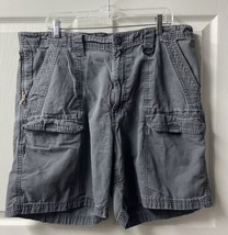Authentic Wrangler Distressed Cargo Shorts Mens Size 40 Gray Faded Holes - £9.49 GBP