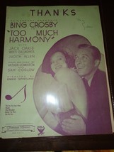 Thanks - 1933 sheet music - movie &quot;Too Much Harmony&quot; - Bing Crosby - £15.25 GBP