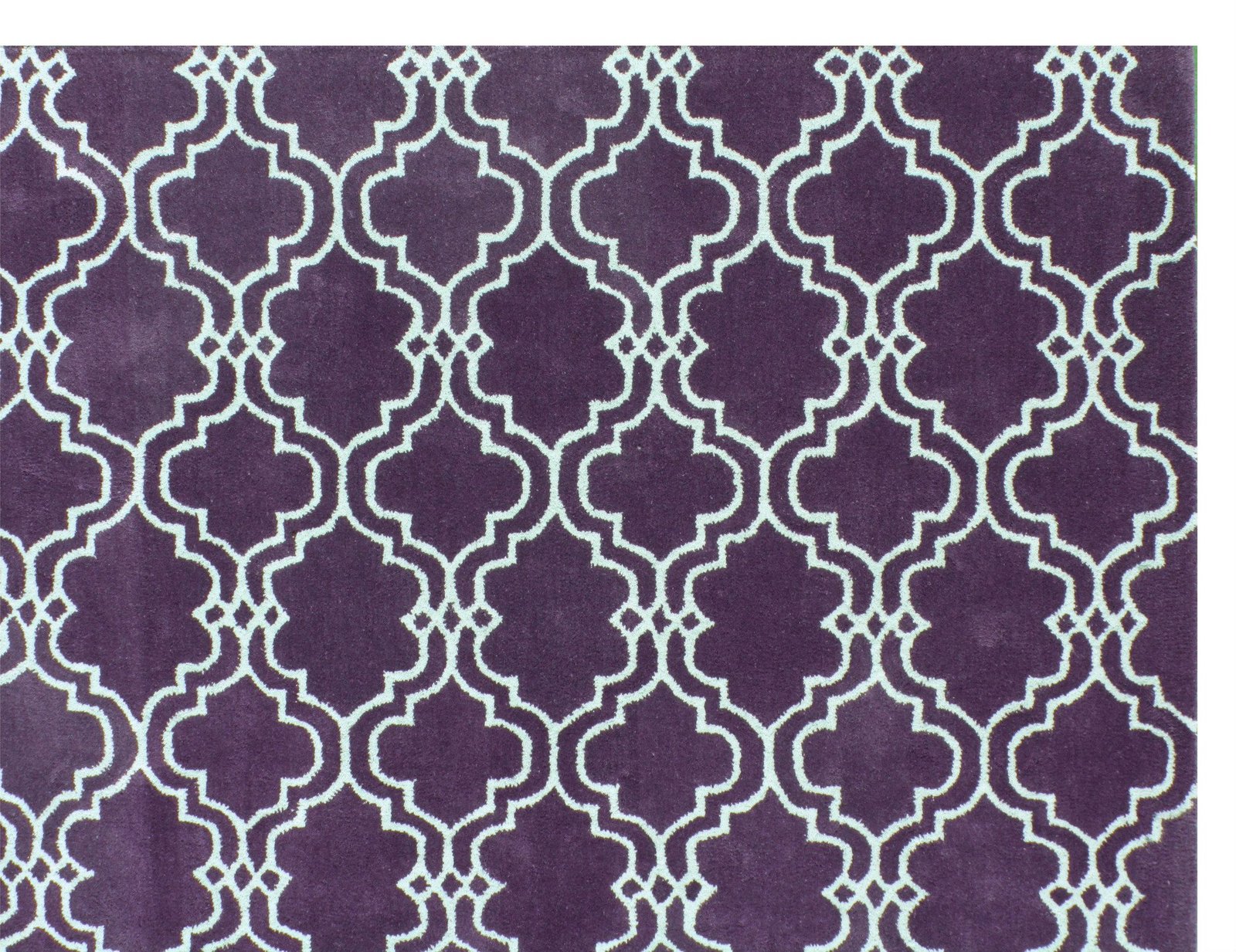 Moroccan Scroll Tile Purple Handmade Persian Style Woolen Area Rug - 3' x 5'