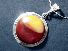 Round Mookaite Necklace, Australian Jasper Pendant, Color Jasper with 925 Chain - £89.25 GBP