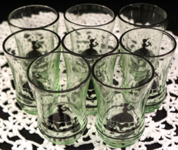 RARE Set of 8 Vaseline Glass Little Bo Peep Silhouette Juice Glasses Bla... - $99.99