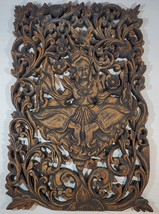 India Wooden Wall Panel Hand Carved - Hindu Art- 18&quot; X 12&quot; - £158.23 GBP