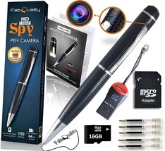 Premium Spy Pen Camera 1080P Secret Hidden Camera. Free 16GB SD + SD reader &amp; 5 - £211.88 GBP
