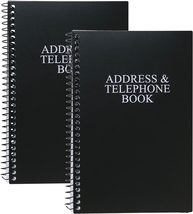 Iconikal Address and Telephone Book, Black, 8 X 5 Inches, 2-Pack - £11.15 GBP