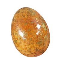Orange &amp; Gold Stone Egg Polished Decorative Rock Vtg 2 3/8&quot; - £15.48 GBP
